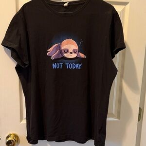 Black Women's Tee with Sleepy Sloth Graphic